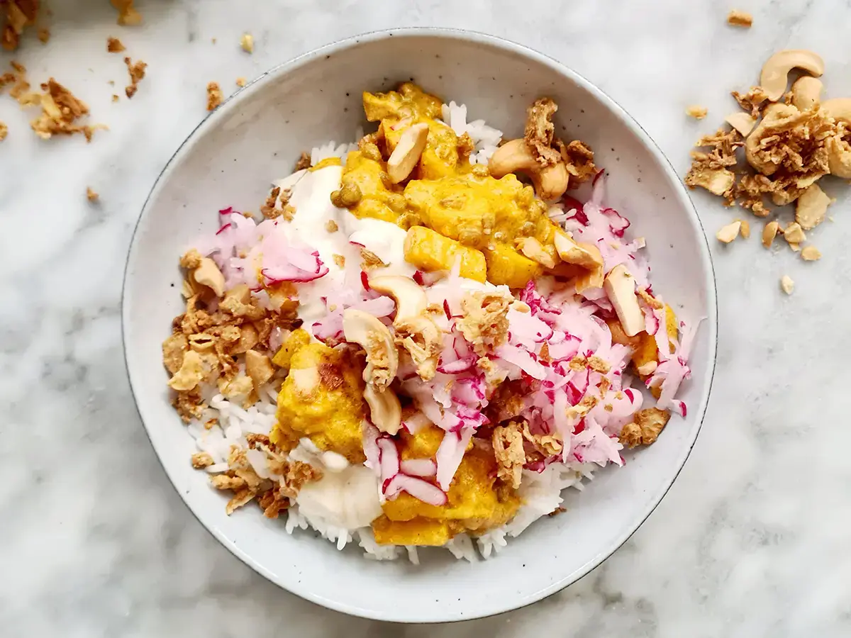 Vegan tandoori met kip