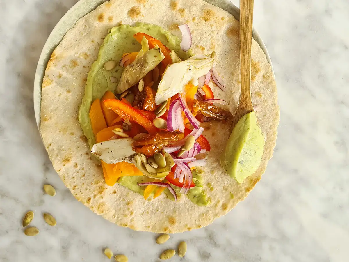 Glutenvrije wrap met avocado