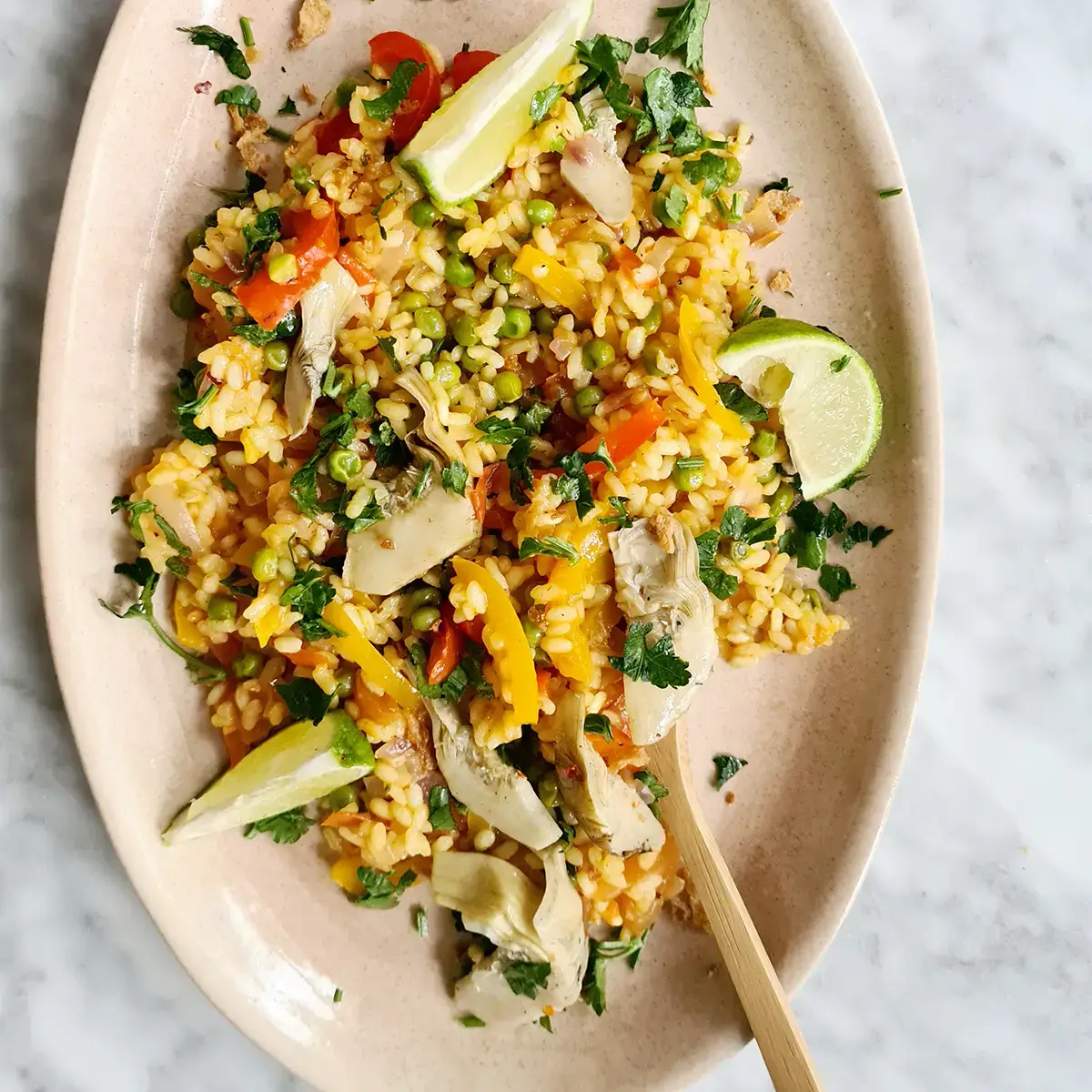 Paella met artisjok