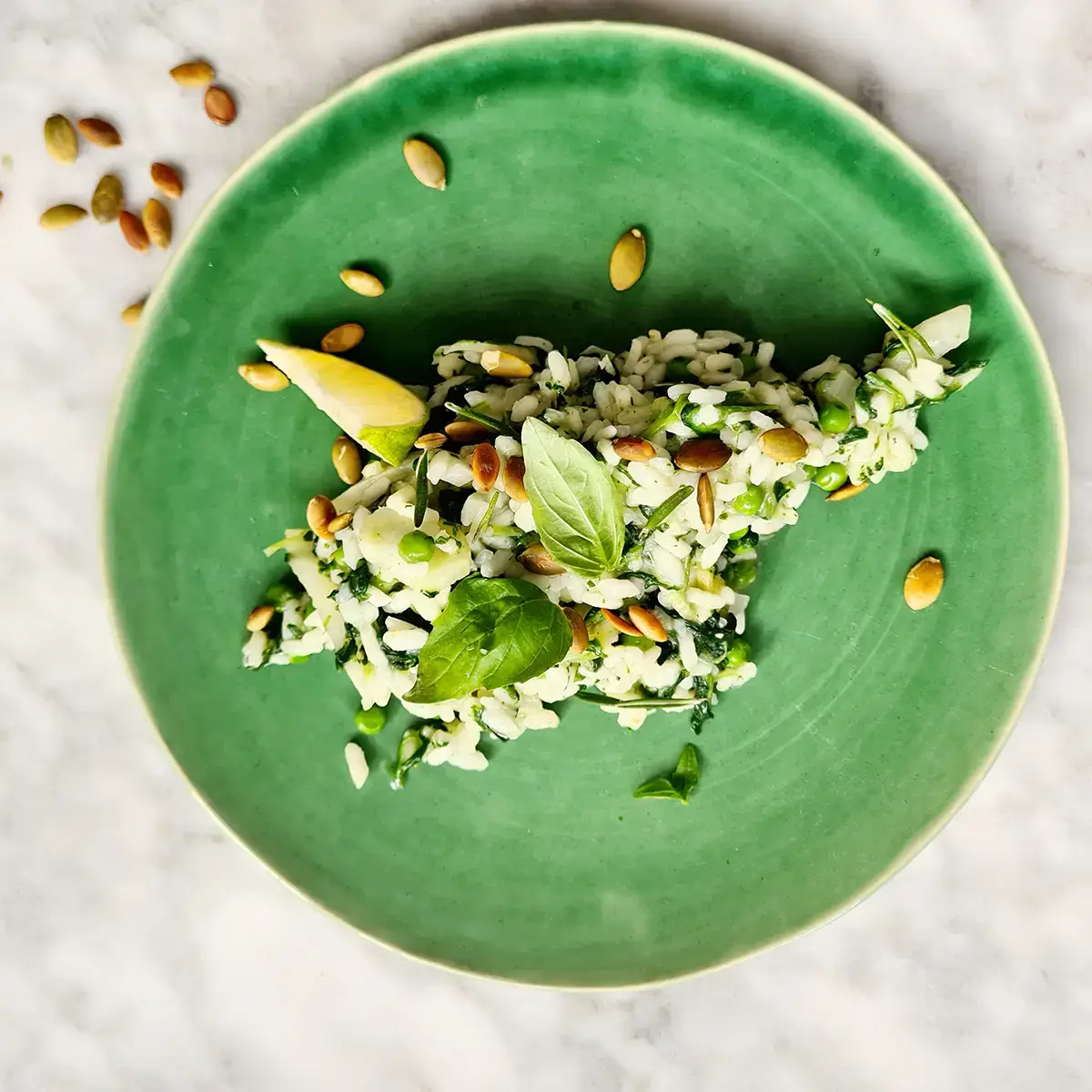 Risotto met venkel en doperwten