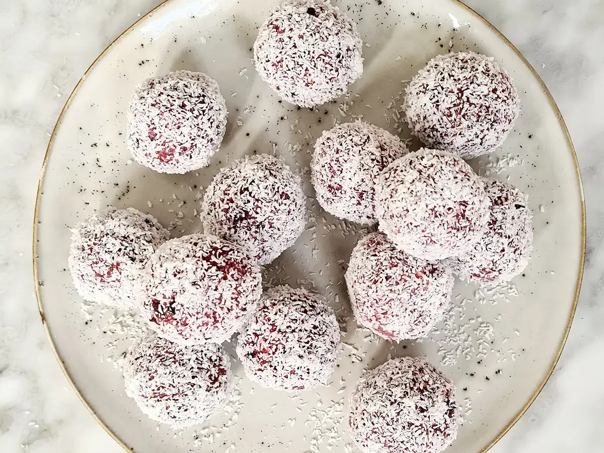 Vegan Bliss balls frambozen